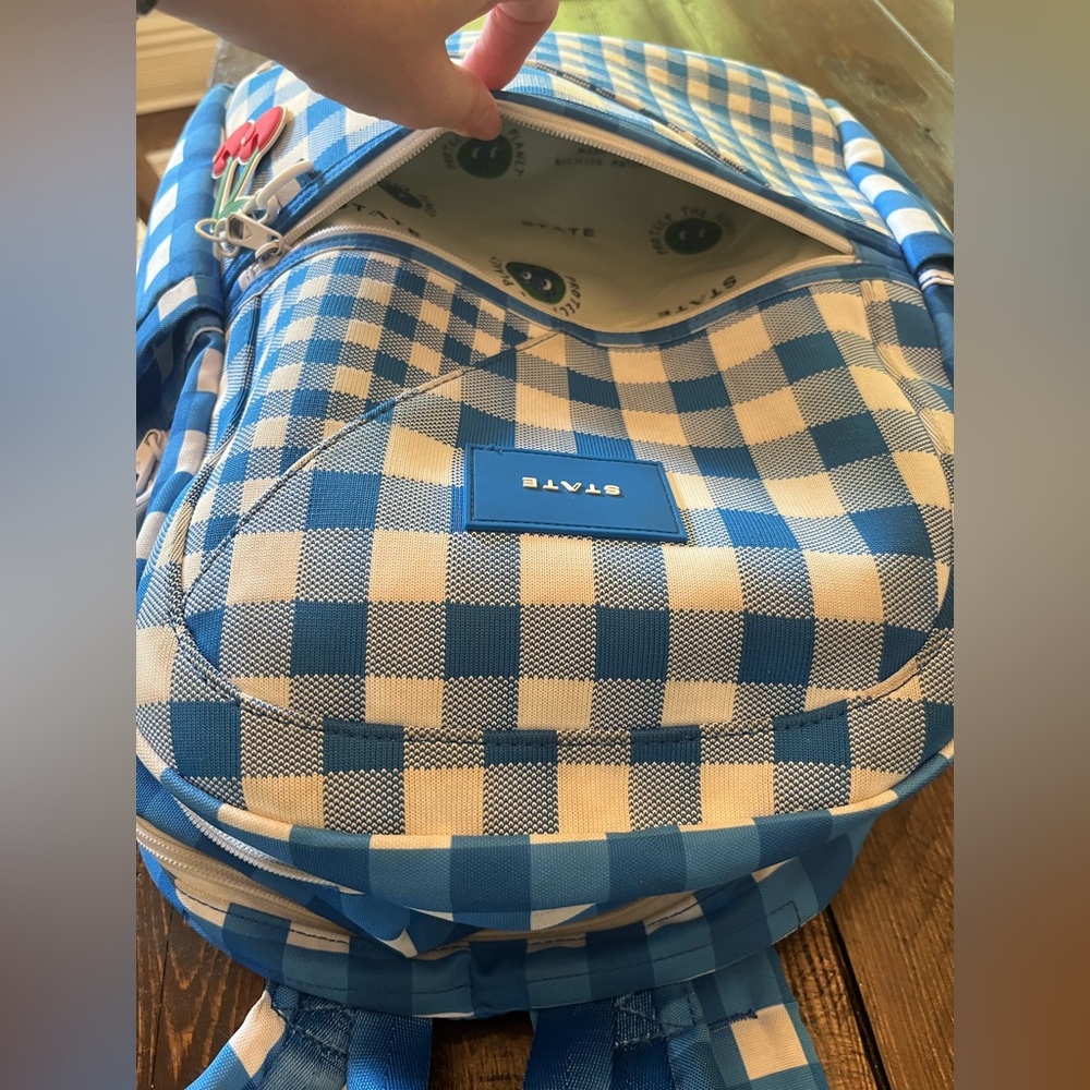 STATE Kids Blue and White Checkered Backpack - Picture 4 of 9